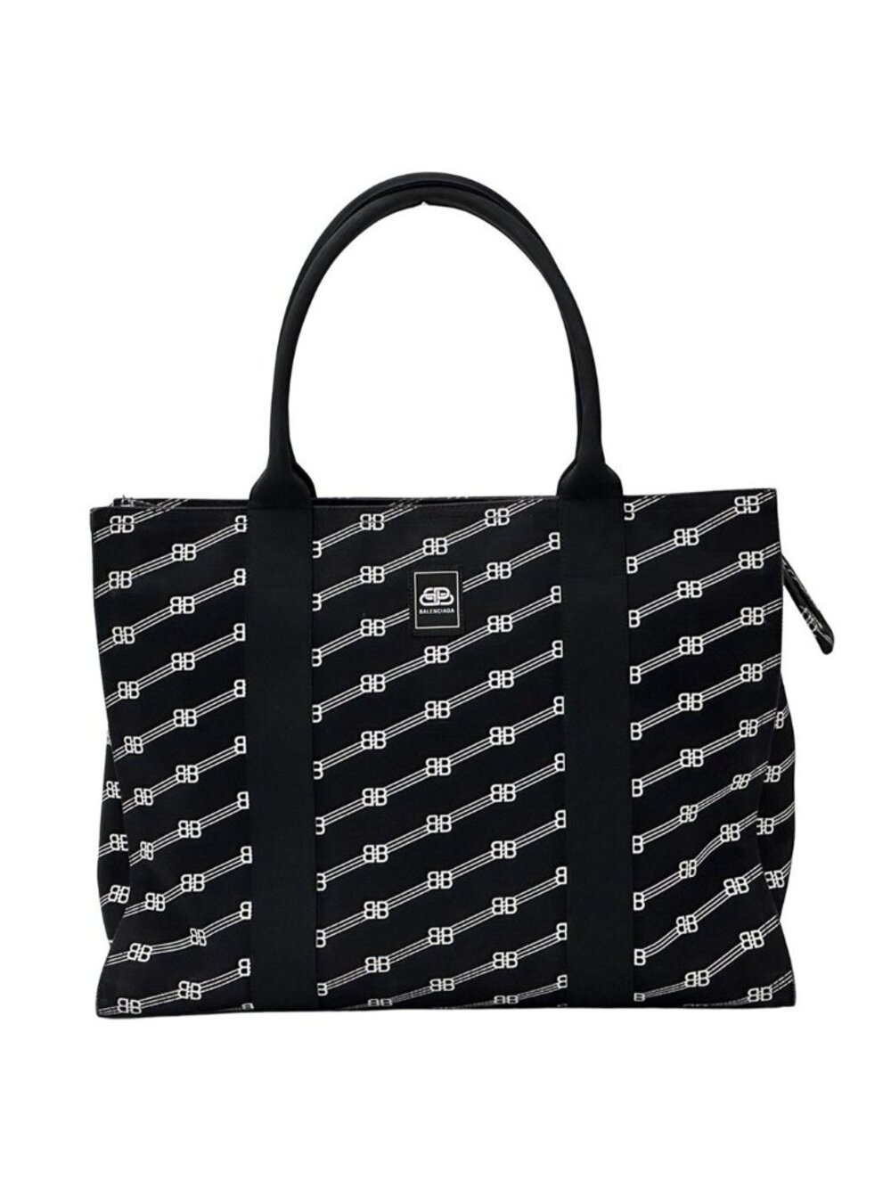 Balenciaga BB Monogram Tote Bag Canvas Black Chic Monotone Everyday Use Large